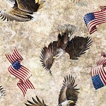 American Spirit 30128 E Cream Eagles Flags Quilting Treasures